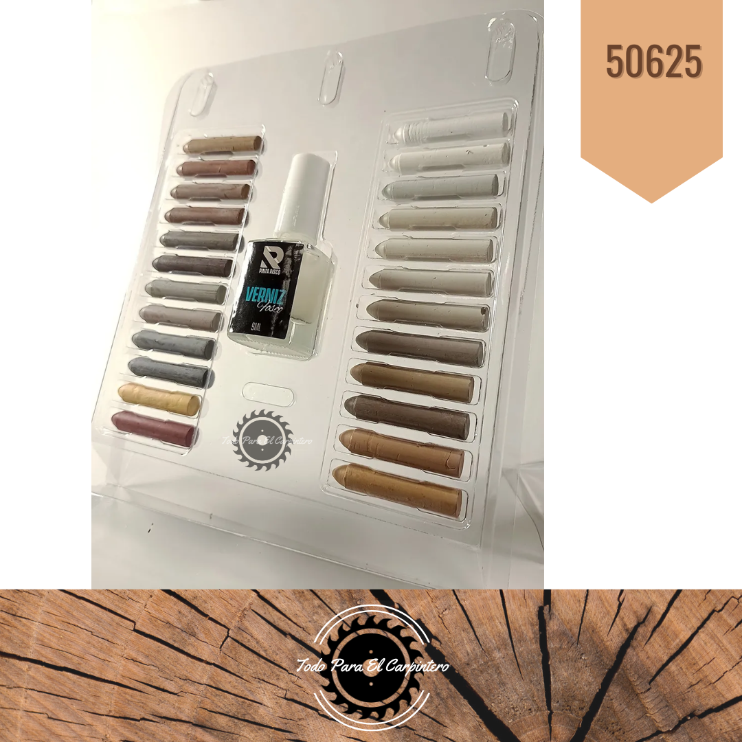 Kit de reparacion de muebles cera + barniz 24 colores - Imagen 3